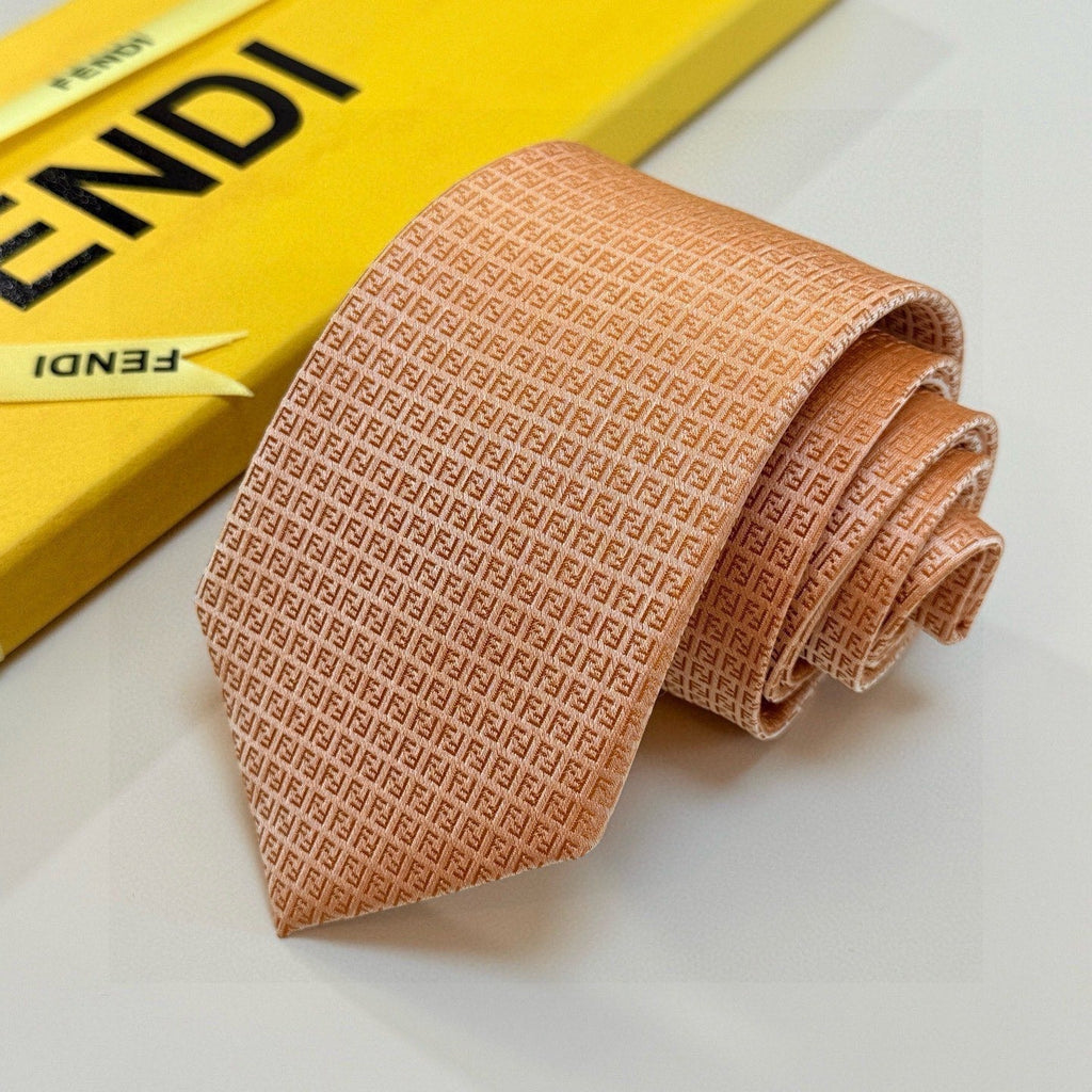 Fendi Style Men's Textured Solid Silk Tie