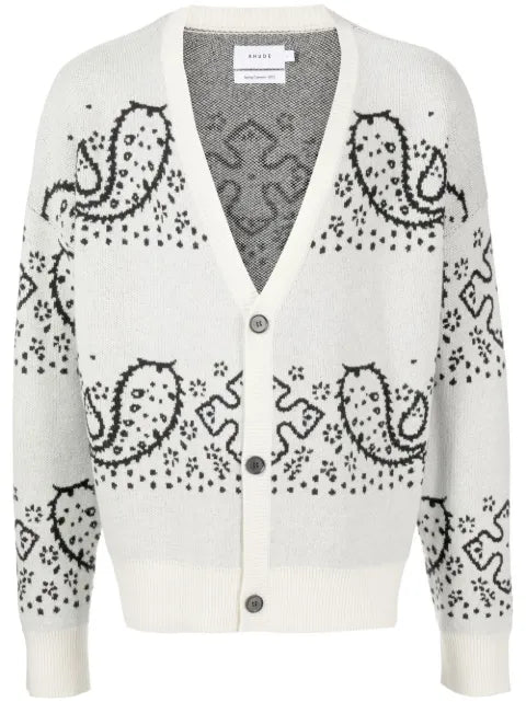 RHUDE bandana stripe-knit cardigan
