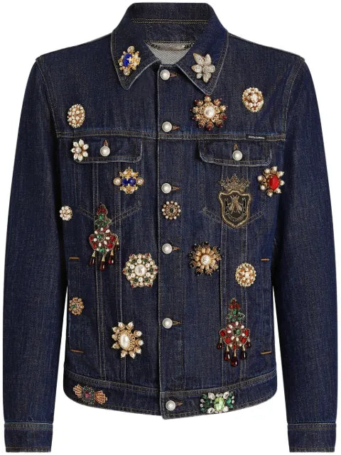 Dolce & Gabbana crystal-embellished denim jacket