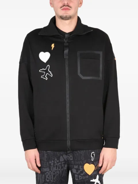 BOSS zip appliqué sweatshirt