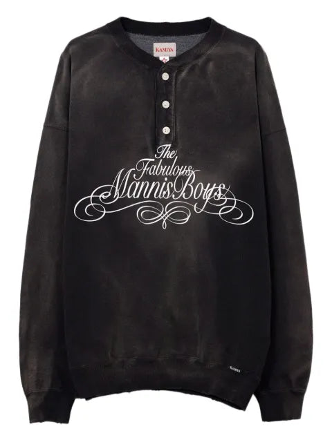KAMIYA  Henry neck distressed sweatshirt