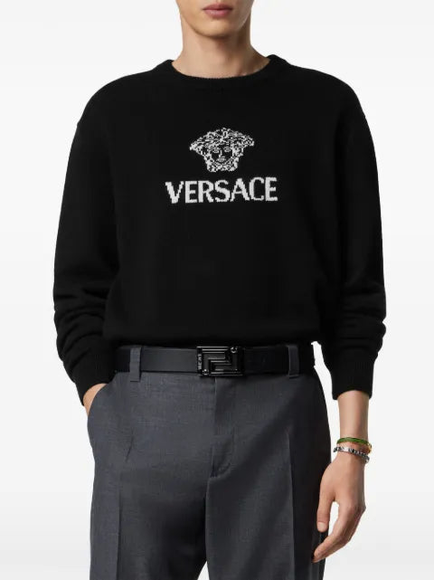 Versace intarsia cashmere knit sweater