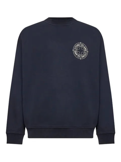 Stone Island 6100001 cotton fleece oversized-fit crewneck sweatshirt with ‘Outline Compass’ print