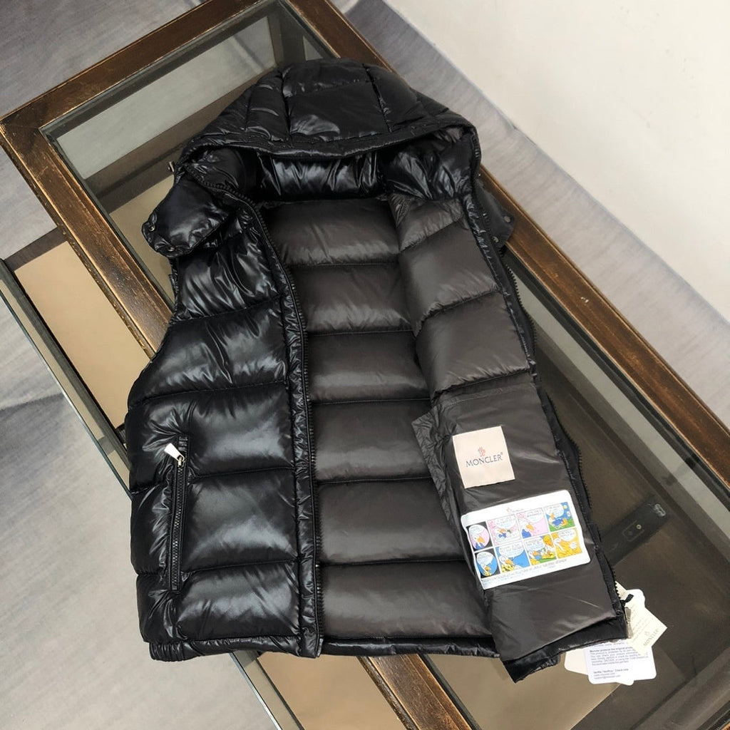 Moncler Black Maya Hooded Quilted Down Vest
