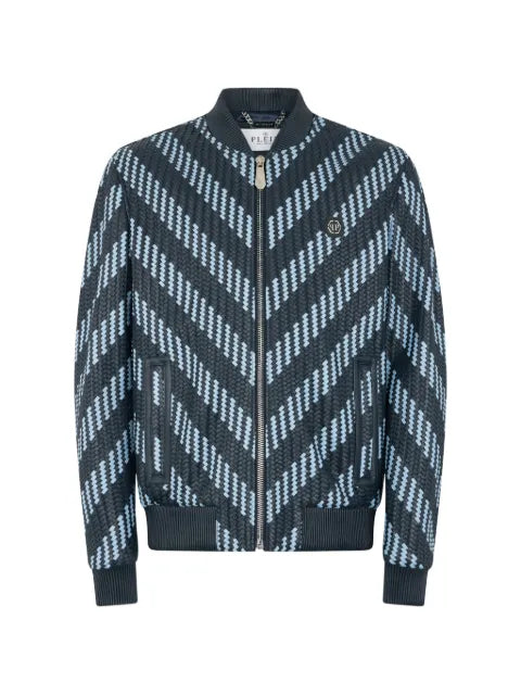 Philipp Plein interwoven leather bomber jacket