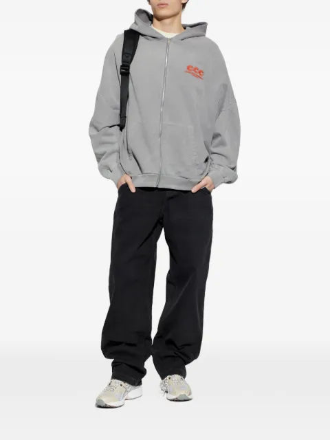 Willy Chavarria logo-embroidered zip-up hoodie