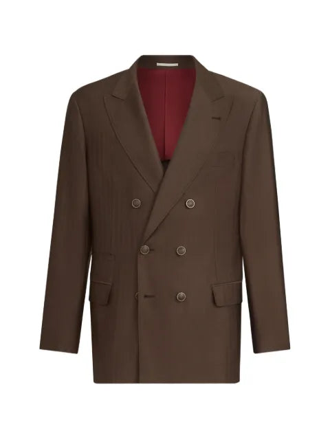 Brunello Cucinelli virgin-wool and cashmere one-and-a-half breasted deconstructed blazer