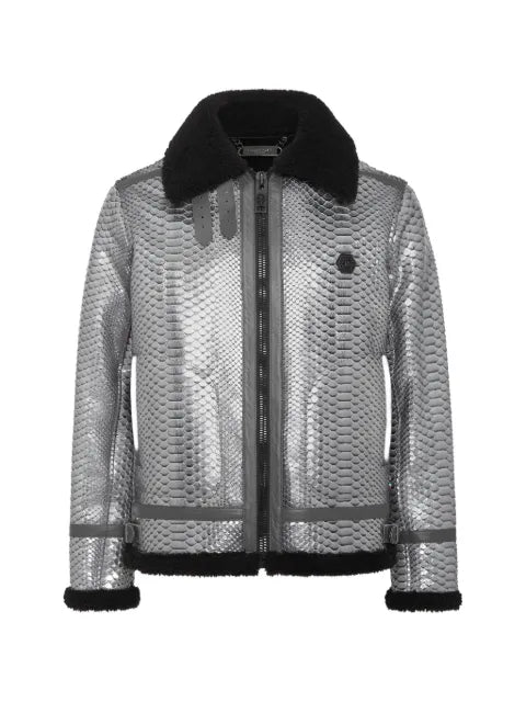 Philipp Plein jacket in shearling and python leather
