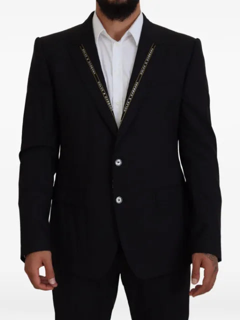 Dolce & Gabbana logo-trim slim-fit blazer