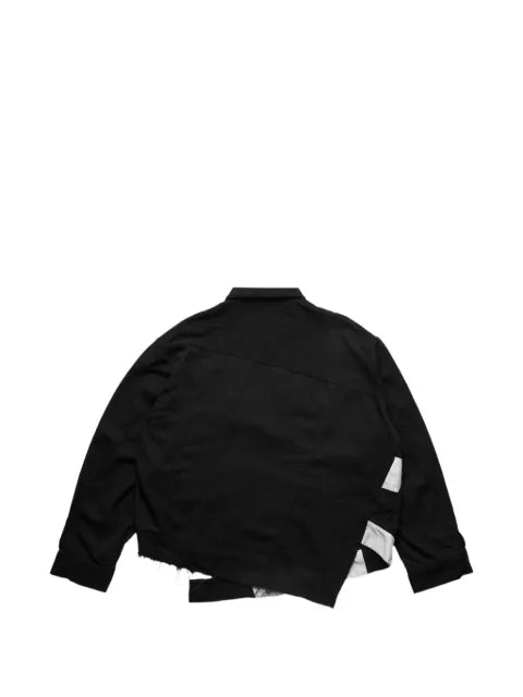Black Comme Des Garçons patchwork twisted denim jacket