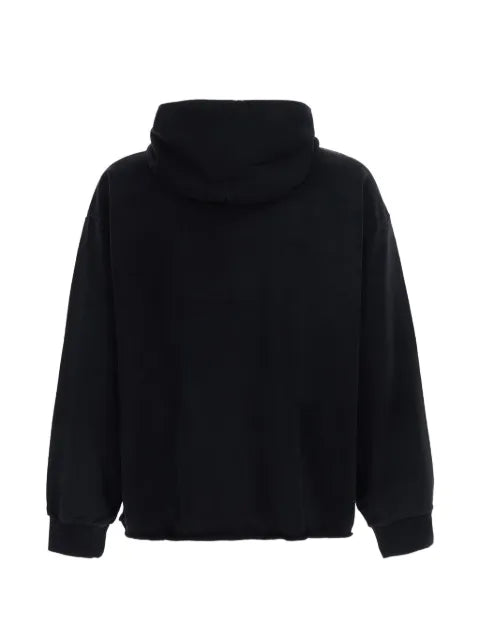FOUND logo-embroidered bouclé-patch hoodie