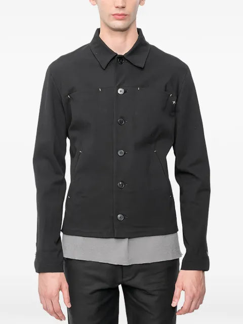 Ma+ Trucker cross-stitch button-up jacket