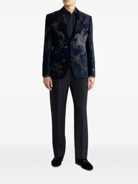 ETRO chenille jacquard single-breasted jacket with Pegaso motif