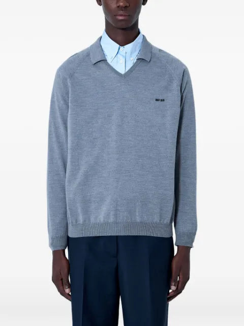 Miu Miu logo-embroidered V-neck sweater