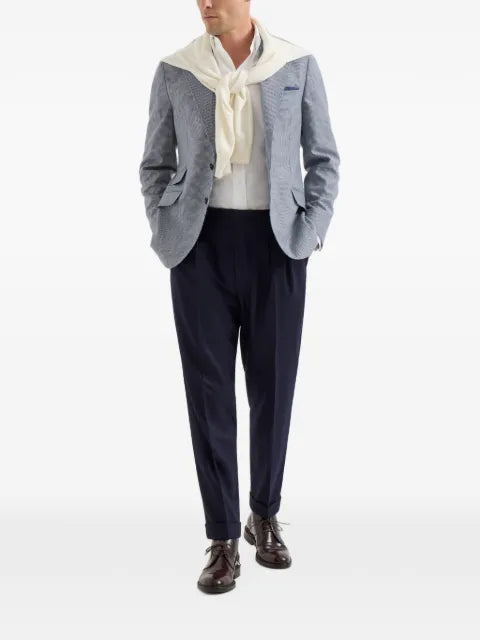 Brunello Cucinelli cashmere and silk houndstooth flannel deconstructed Cavallo blazer