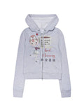 Praying graphic-print zip-up hoodie
