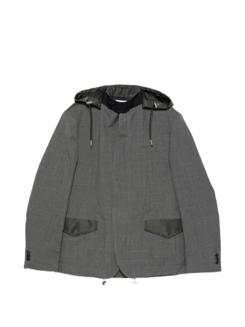 sacai hooded panelled jacket