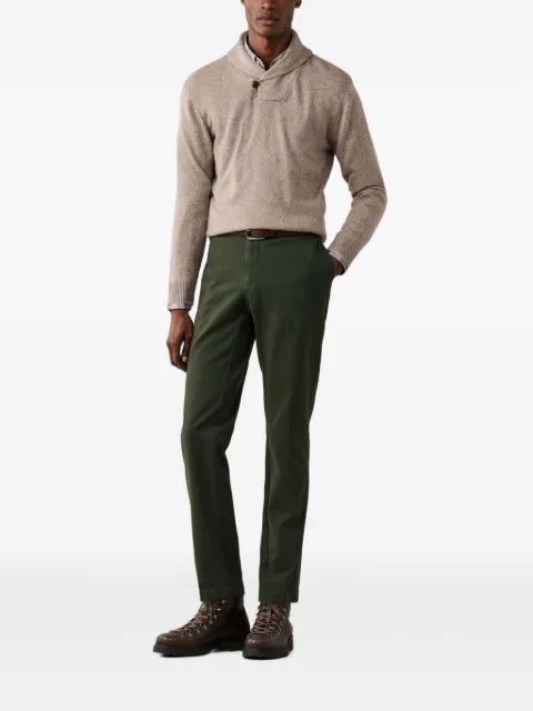 Hackett London button-detail shawl-collar sweater
