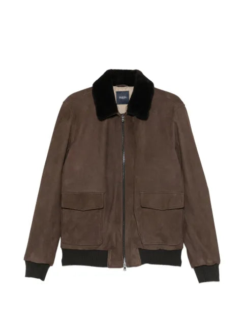 Barba Boston shearling-collar suede jacket