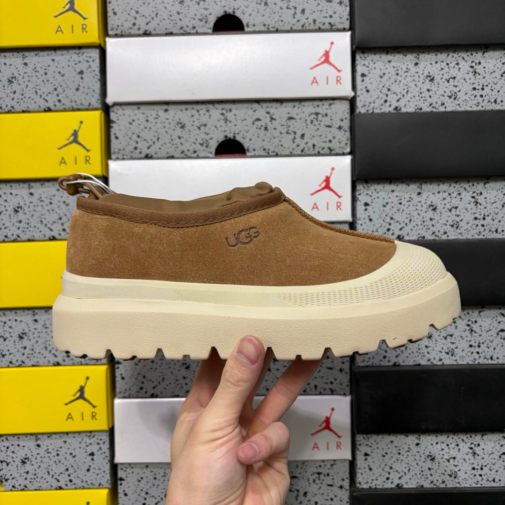 UGG Neumeel Deco Slip-On – Suede Moccasin Sneaker with Cream Lug Sole & Drawstring Collar in Chestnut