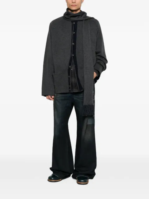Ziggy Chen scarf-detail long-sleeve cardigan