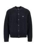 Emporio Armani logo-embroidered ribbed-knit cardigan