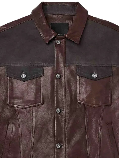 Purple Brand leather-panelled denim jacket