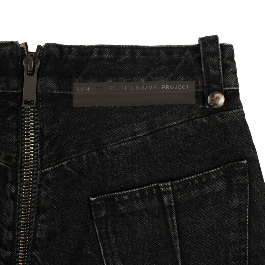 Black Denim Distressed Hem Short Pants