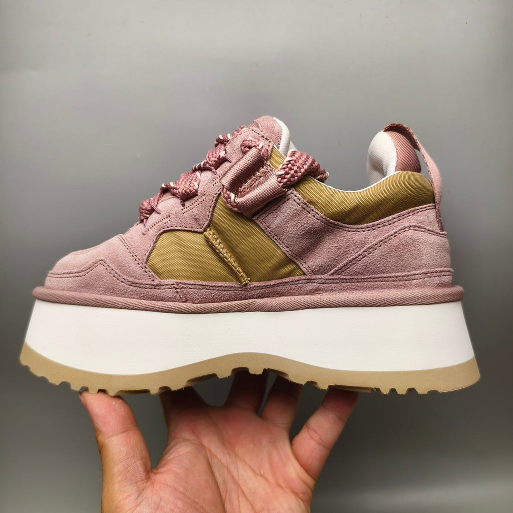 Pink Chunky Sole Dad Sneakers — Lace-Up | New Arrival | In Stock