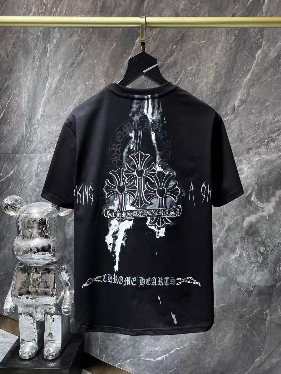 CHH Chrome Heart T Shirts Sanskrit Half Sleeve Crew Neck Short Sleeve Casual