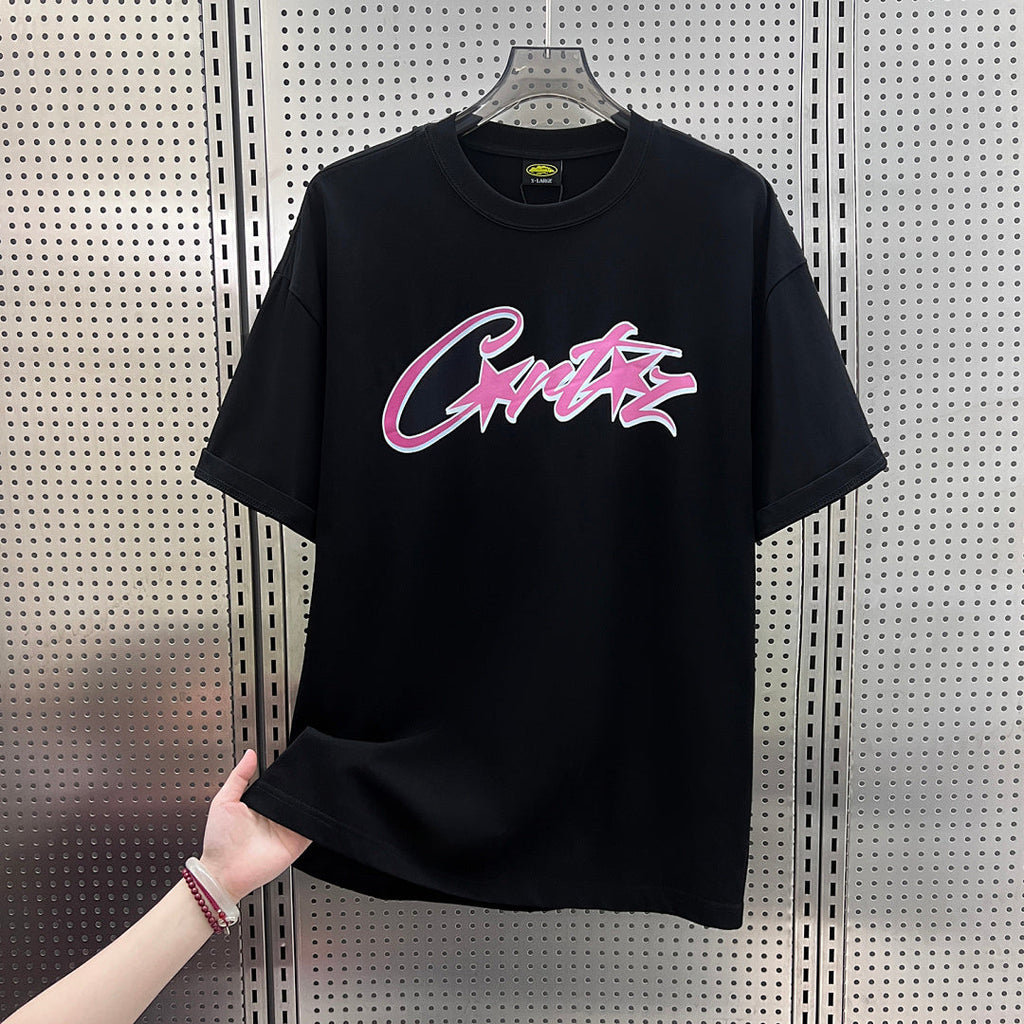 Corteiz CRTZ Script Graffiti Oversized Tee – Black/Pink