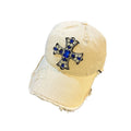 Rhinestone Cross Distressed Baseball Cap Streetwear Multi‑Style