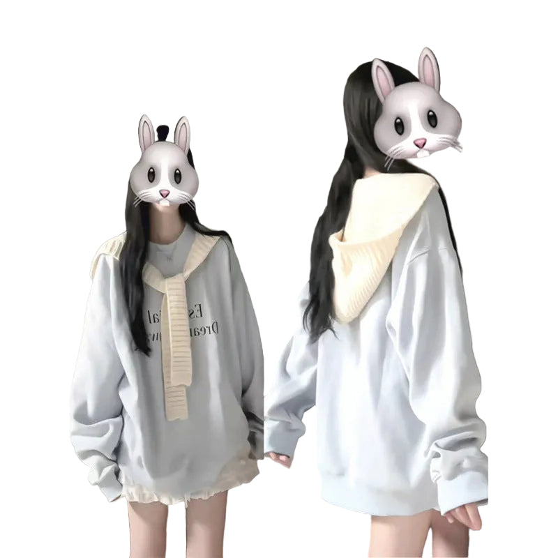 Oversized Letter Crewneck Sweatshirt Lazy Casual Women Top