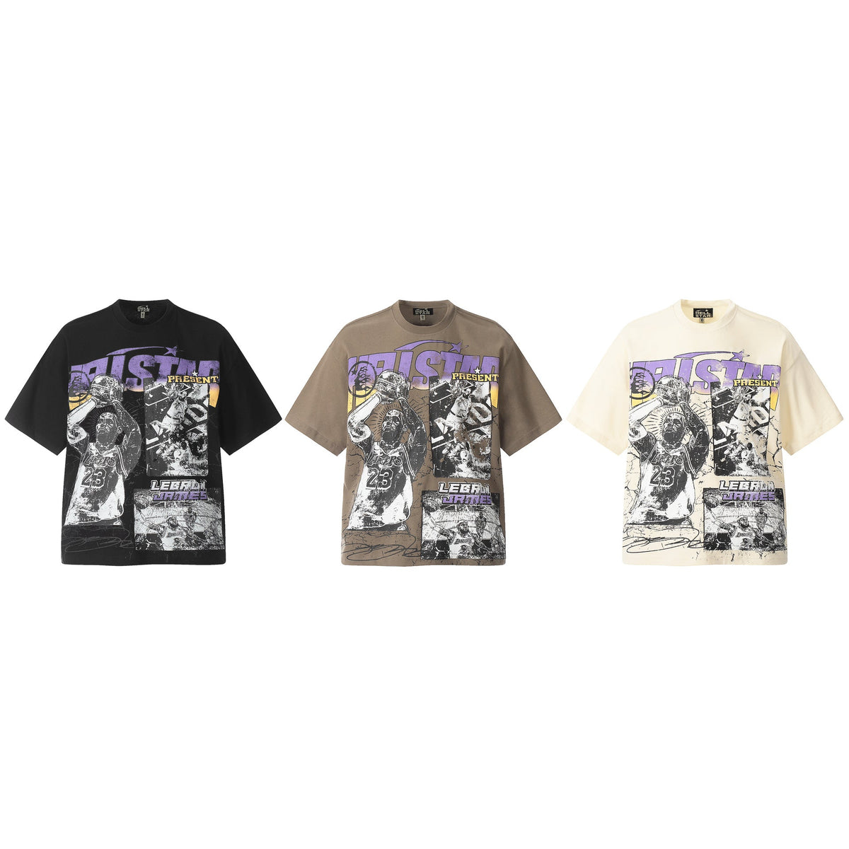 Hellstar Multi‑Graphic Vintage Washed Oversized Tee Streetwear