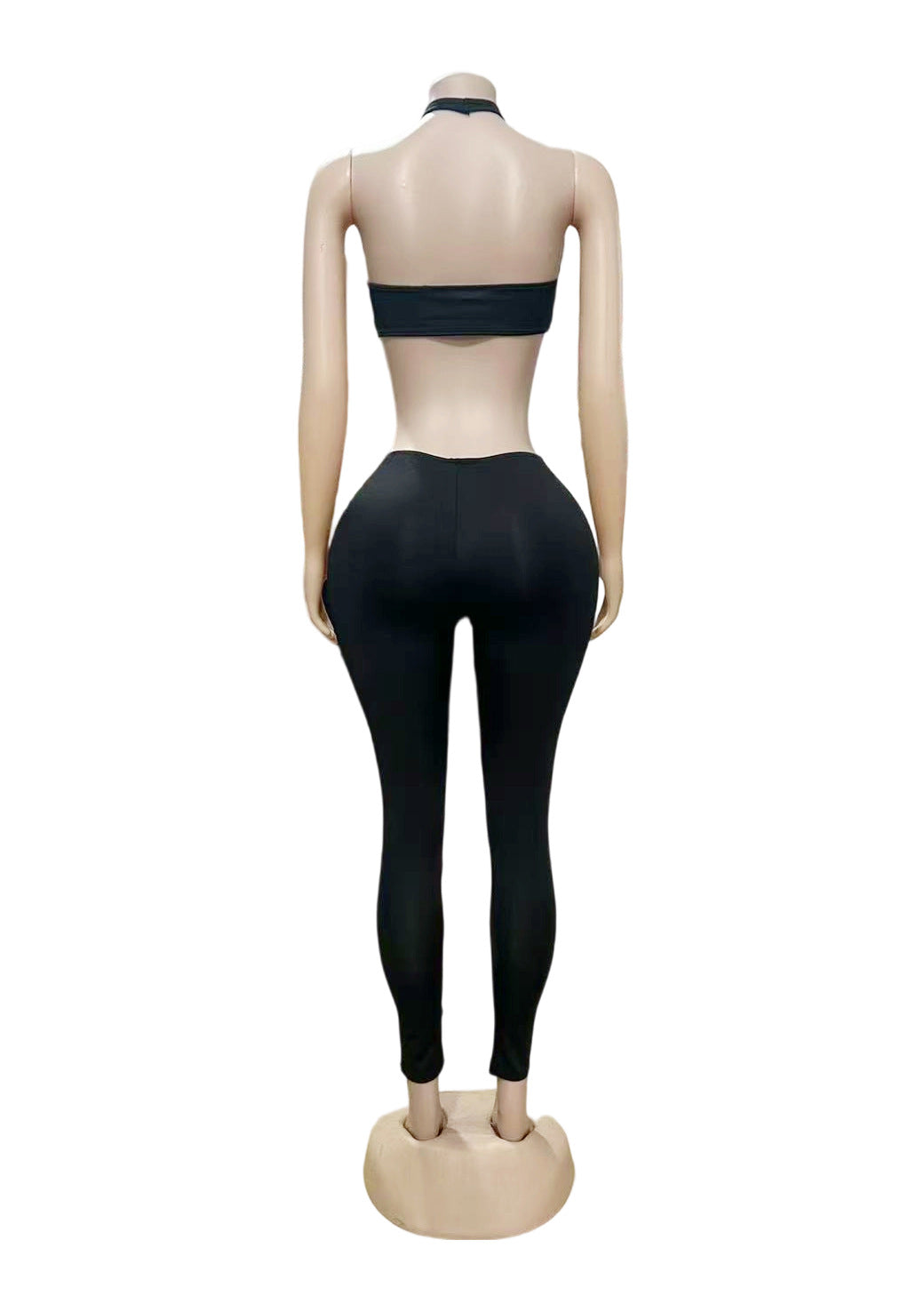 NiiHAi Cutout Halter Crop Top High Waist Leggings 2 Piece Set Women