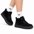 UGG Black Nubuck Lace-Up Winter Boots