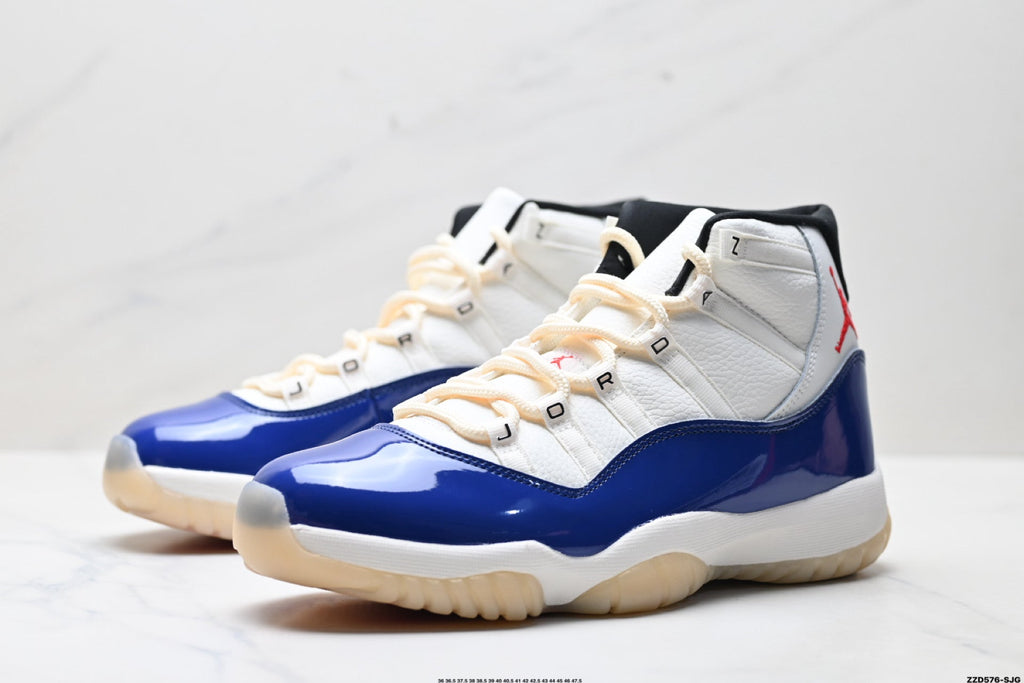 Air Jordan 11 Retro White Navy and Red Unisex Sneakers Style 10
