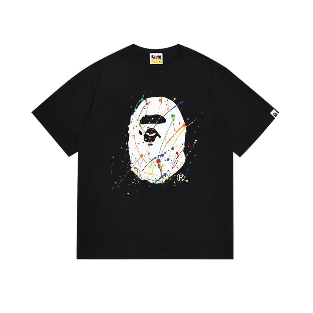BAPE Paint-Splatter Ape Face Graphic T-Shirt