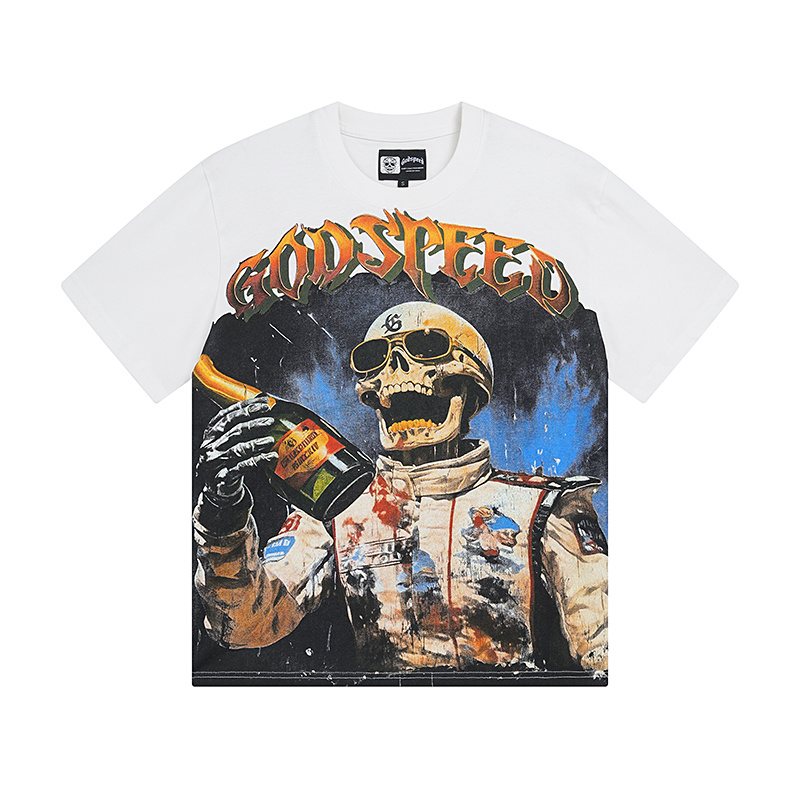 Godspeed Astronaut Skull Racing Graphic T-Shirt