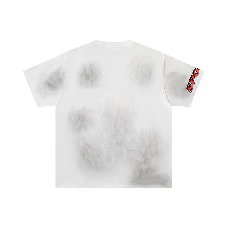 VALE USA Washed White Rhinestone Graphic T-Shirt