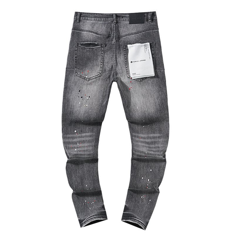 Purple Brand Gray Paint-Splatter Distressed Jeans
