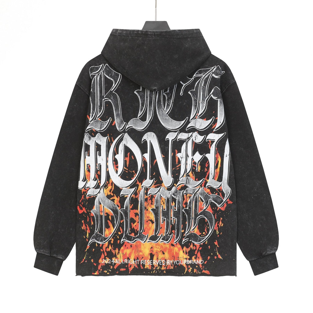 Godspeed Skull Graphic Acid Wash Hoodie