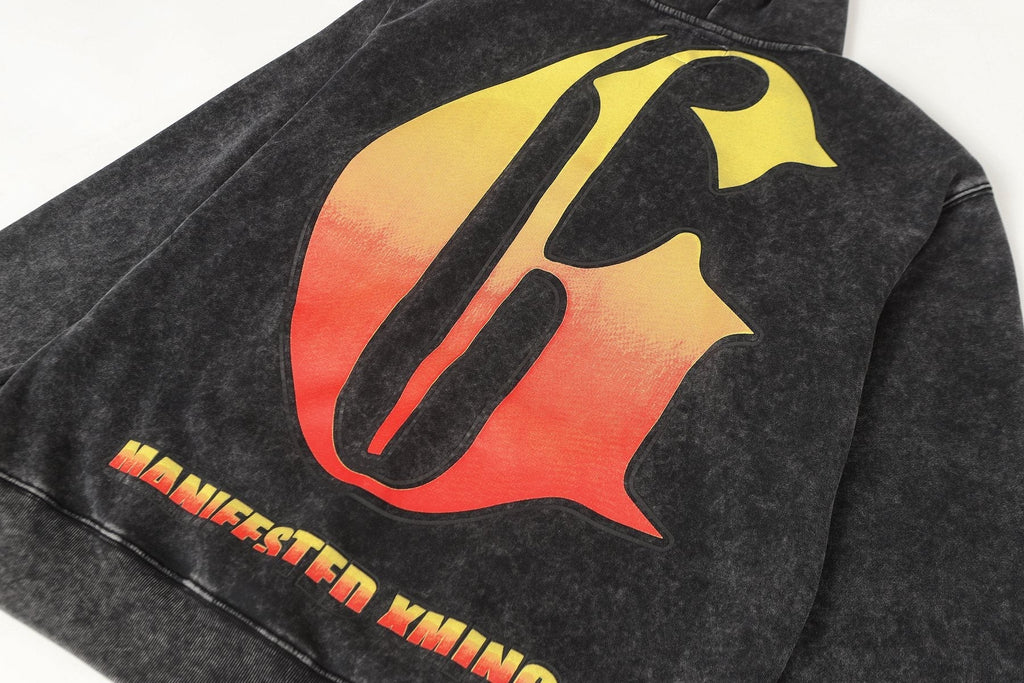 Godspeed Skull Graphic Acid Wash Hoodie