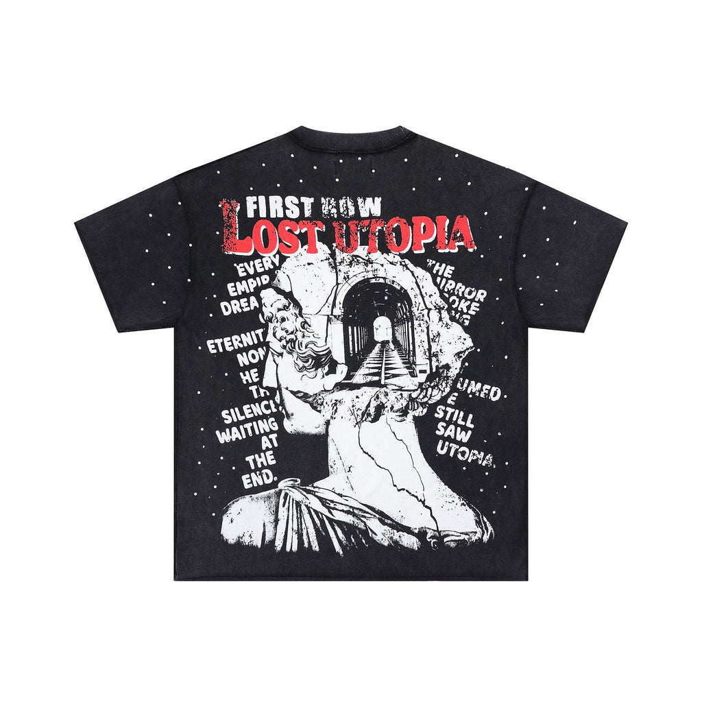 FIRST ROW Lost Utopia Illusion Cropped Graphic T-Shirt