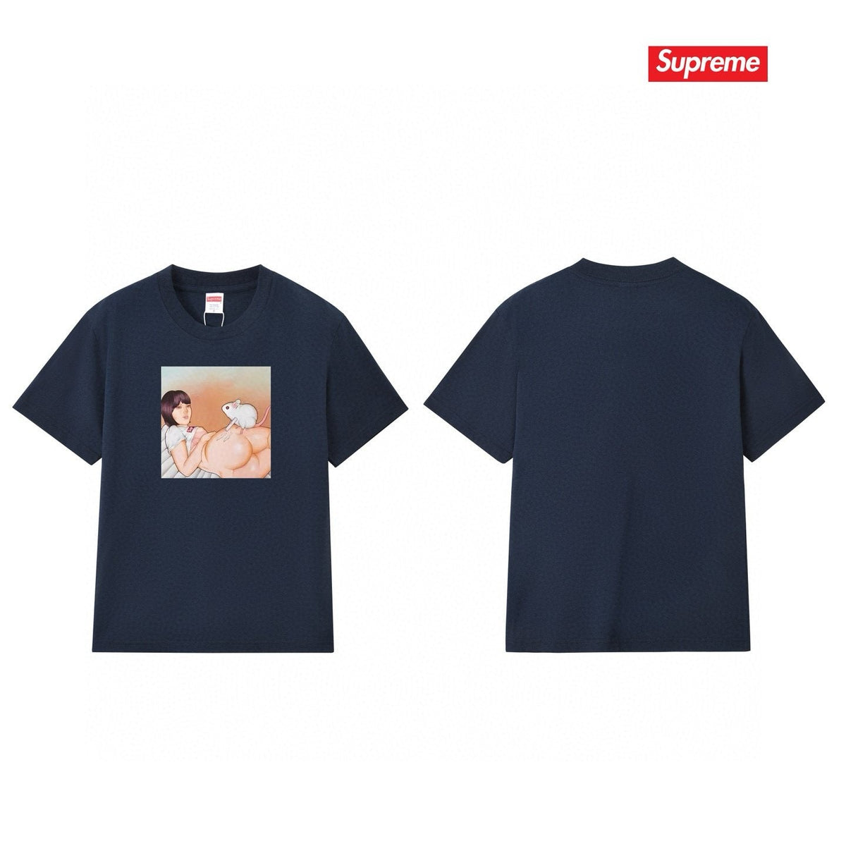 Supreme Anime-Style Graphic Short-Sleeve T-Shirt