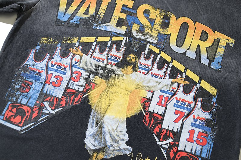VALE USA Washed Black Sport Graphic T-Shirt