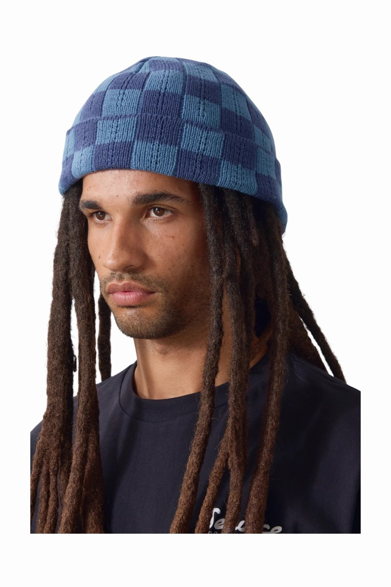SERVICE WORKS CHUNKY CHECK BEANIE Navy