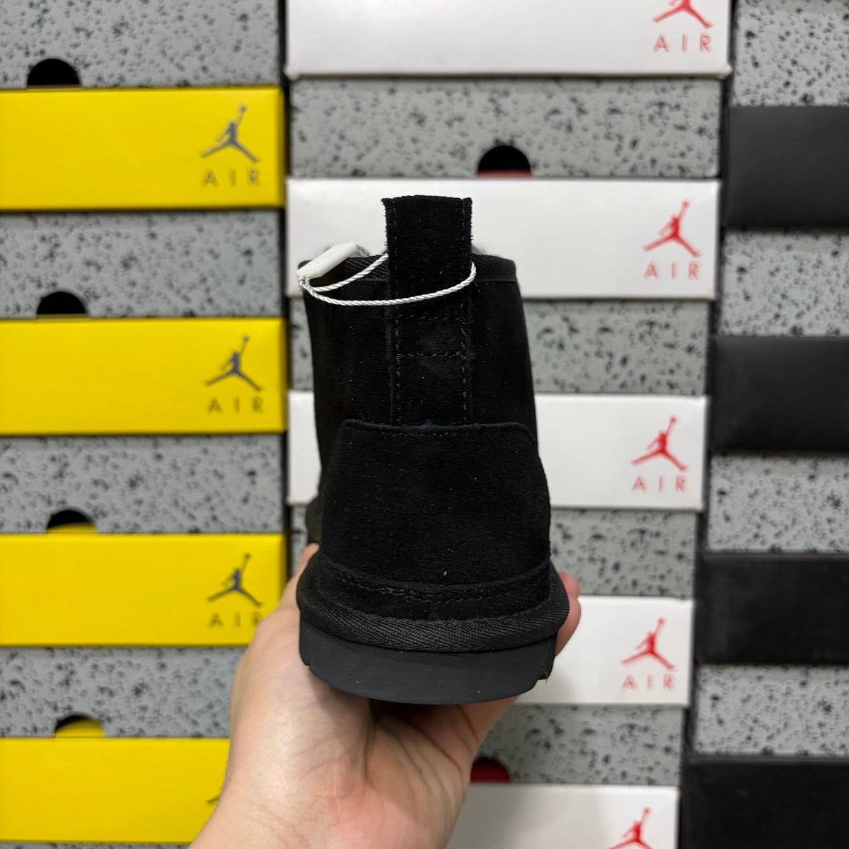 UGG Neumel Lace-Up Suede Chukka Boot with Shearling Lining, Silver Eyelet Hardware & Tonal Lug Sole in Black