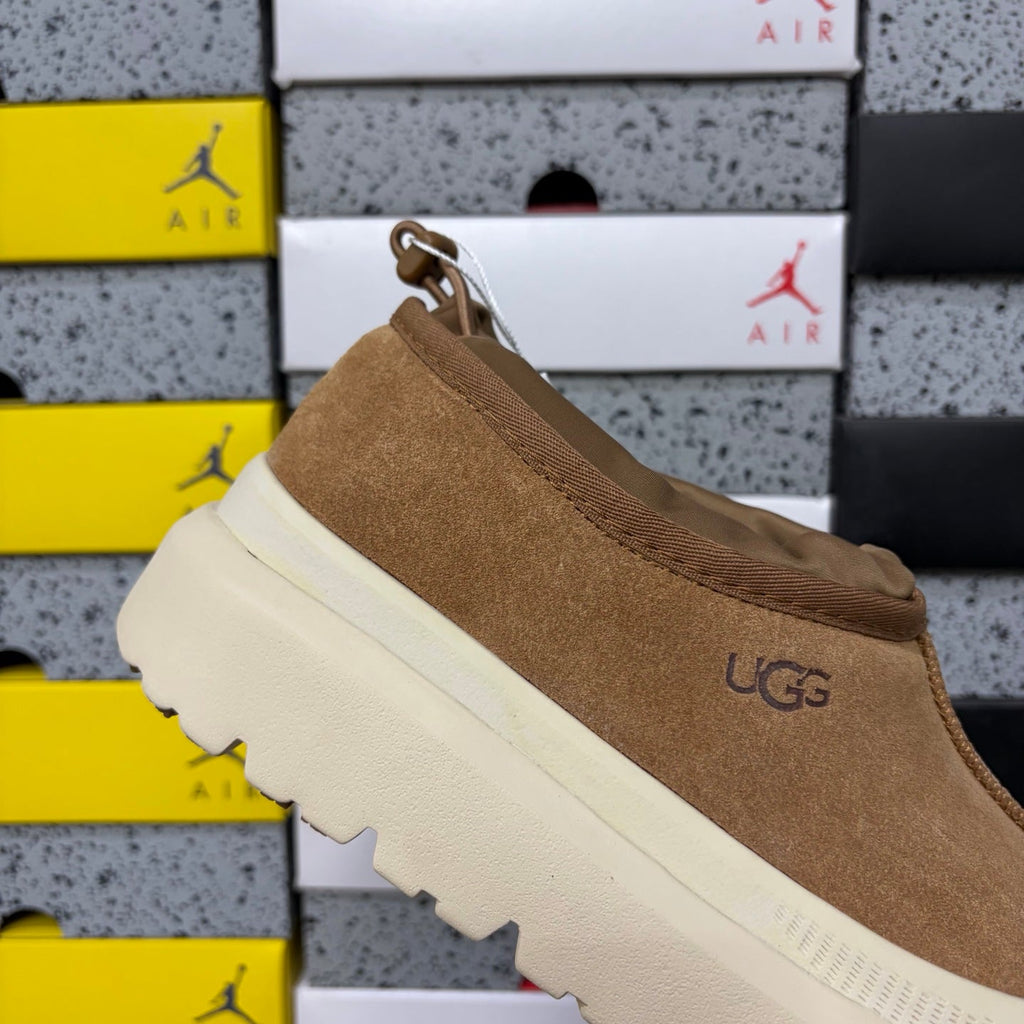 UGG Neumeel Deco Slip-On – Suede Moccasin Sneaker with Cream Lug Sole & Drawstring Collar in Chestnut