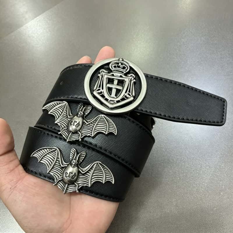 ERD Gothic Bat Crown Crest Metal Buckle Leather Belt Unisex Dark Punk